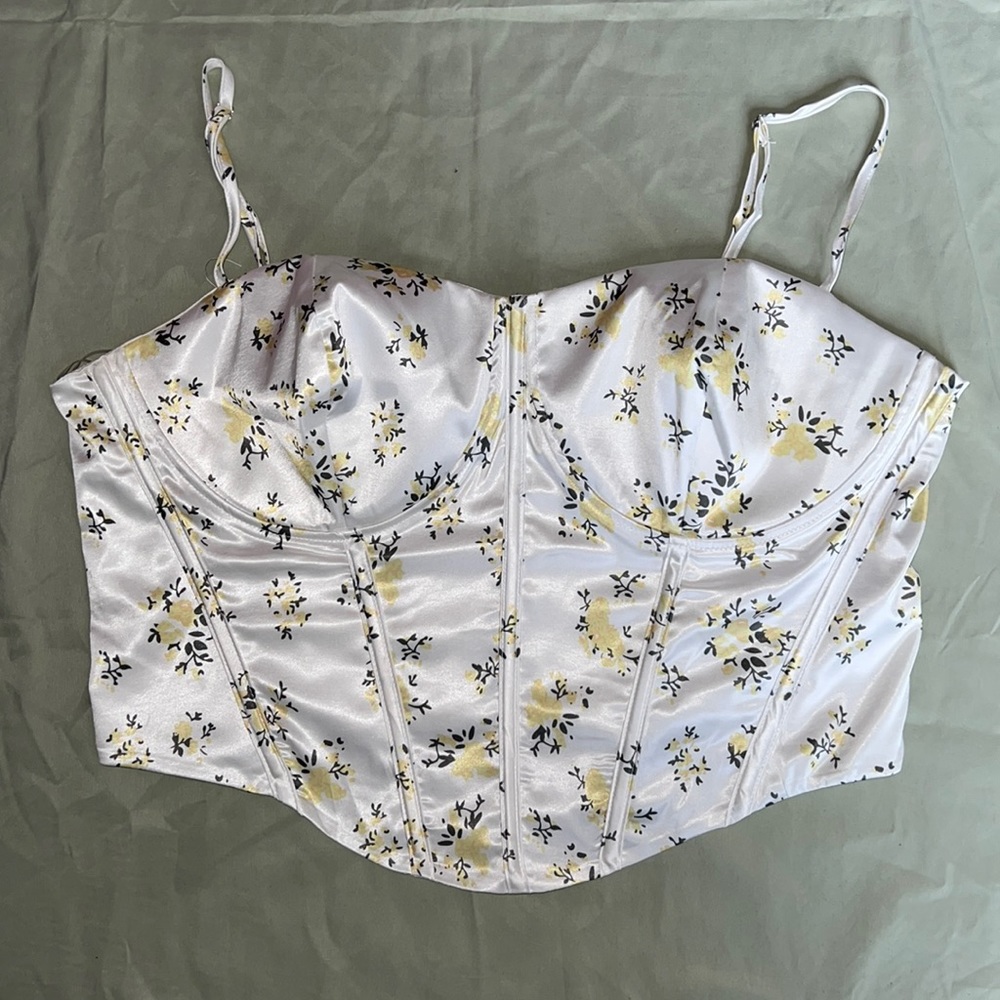 White Floral Corset Top